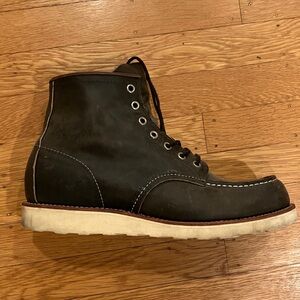 Red Wing Shoes Black Leather Boots with White Sole